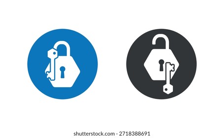 Dos iconos de candado y llave, uno en color y otro en monocromo, simbolizan el acceso.