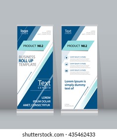 two page roll up banner  x stand display design template for business