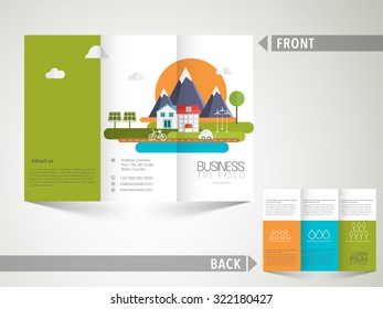 Two page, Trifold Brochure, Template or Flyer presentation based on Ecological concept.
