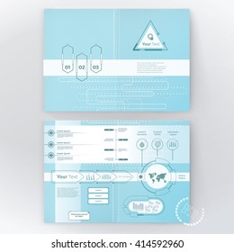 Two Pages A4 Mock Up Page with Sci Fi Style Text Box Info Graphics Elements