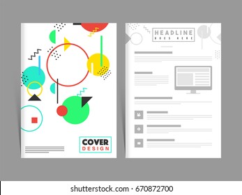 Two Pages Corporate Brochure, Creative Cover Design with colorful abstract geometric elements for your Business presentation.