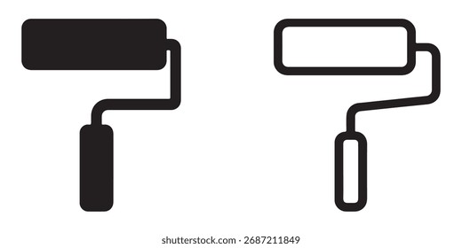 Dois rolos de tinta preto e branco ilustração vetor para design
