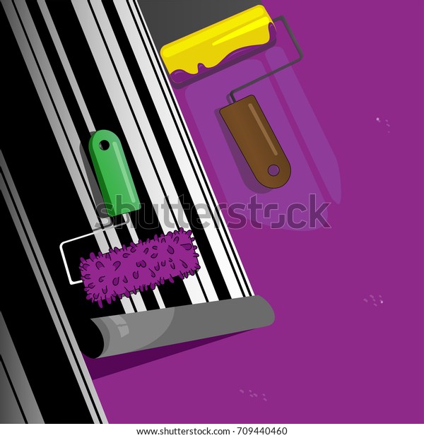 Two Paint Rollers Different Types Stock Vector (Royalty Free) 709440460