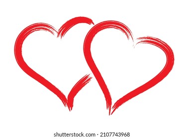 Two Red Hearts Fine Line White Stock Vector (Royalty Free) 2105034239 ...