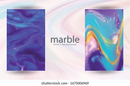 Dos cuadros con mármoles. Textura de mármol. Pintura salpicada. Líquido colorido. Se puede utilizar para póster, folleto, invitación, portada, catálogo. Ilustración del vector
