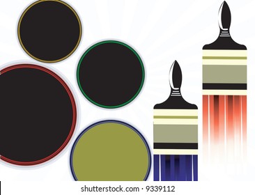 two paints brushes placed near rounds	
