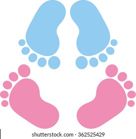 Two pair of baby footprint twins