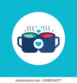 Two pair mug filled icon, valentines day and romantic, love sign vector graphics