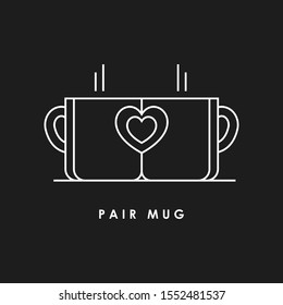 
Two pair mug filled outline icon, valentines day and romantic, love sign vector graphics, a colorful line pattern on a black background