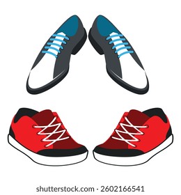 Two pair of shoes classic running shoes vector illustration
