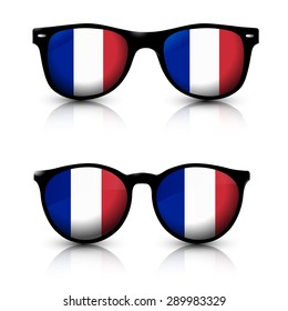 Two Pair Of Trendy Sunglasses With France National Flag Lens.