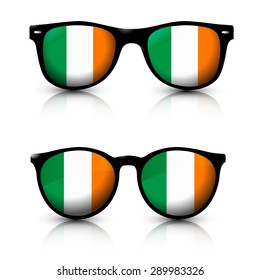 Two pair of trendy sunglasses with Ireland national flag lens.