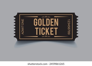 Two, pair vector ticket isolated isolated on white background. Cinema, theater, concert, play, party, event, festival black and gold ticket realistic template