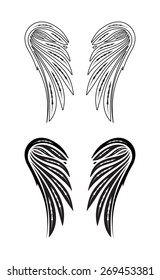 Two pair wings of angel. Vector illustration.