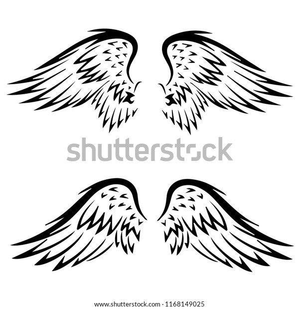 「Two Pair Wings Tattoo Design Arts」のベクター画像素材（ロイヤリティフリー） 1168149025