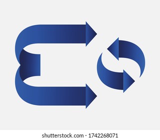 Two pairs of arrows bent to each other