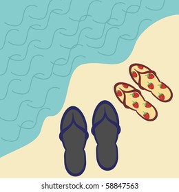 two pairs of beach sandals