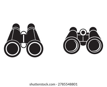 Two pairs of binoculars for observing and viewing distant objects one with a classic design and the other with a modern look