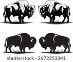 Two pairs of bison silhouettes with detailed shading