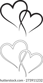 Two pairs of elegant, calligraphic heart illustrations are forming an interlocking pattern, representing connection, unity, and an everlasting bond between lovers