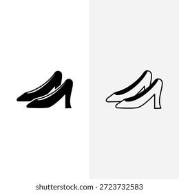 Dois pares de sapatos femininos elegantes de salto alto, um preto sólido e um contornado, exibidos em um fundo preto e branco dividido.