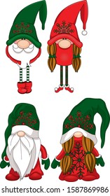 
two pairs of elves Christmas characters