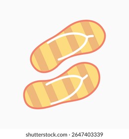 two pairs of flip flops flat icon isolated on white	