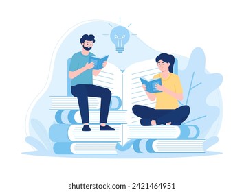 dos pares aprenden juntos concepto de tendencia ilustración plana