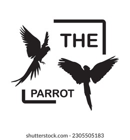 two pairs of parrots in a box, forming a vector logo