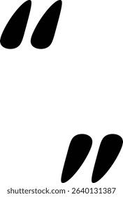 Two pairs of quotation marks are depicted in a solid, bold style.  These strong marks frame text powerfully for emphasis and text presentation. Cartoon vector illustration