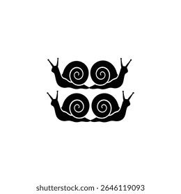 Two pairs of snails black silhouette design.