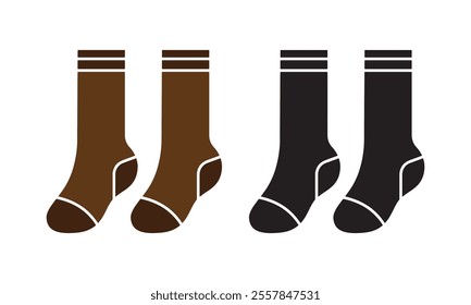 Two pairs of striped socks in brown and black