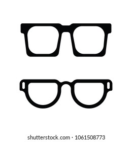 Two pairs of thick frame eye glass icons in vector format.