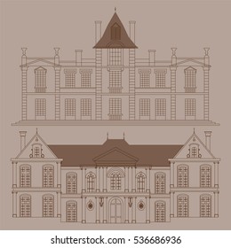 The faÃ§ades of two palaces. Vector illustration.