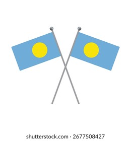 Two Palau flags crossed on a black background flat illustration