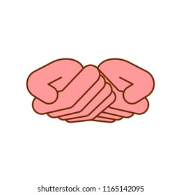 Two Palm up isolated. linear style Vector illustration