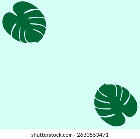 duas folhas de palmeira sobre fundo verde claro,