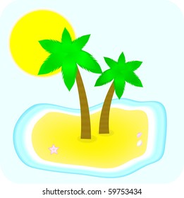 Two palm on the island