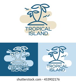 Two palm on the tropical island