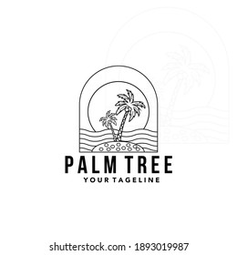 two palm tree line art logo minimalist vector symbol illustration design