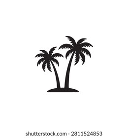 Two palm tree silhouette icon vector flat design.