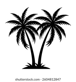 two palm tree silhouette vector black color, palm silhouette.