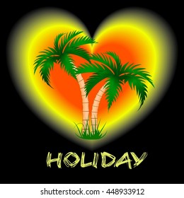 two palm trees against a bright backgroundVector illustration