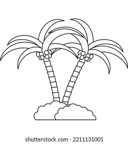 Two palm trees. Drawing for coloring. Desert plants.