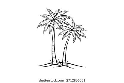 Dos palmeras dibujadas a mano ilustración de boceto