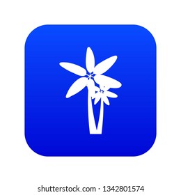 Two palm trees icon digital blue for any design isolated on white vector illustration