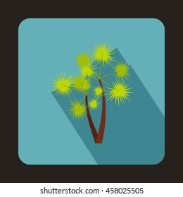 Two palm trees icon in flat style on a baby blue background