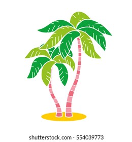 Two palm trees icon isolated. Tropical resort symbol.