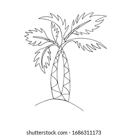 Two palm trees, in linear style. Fashionable tropical theme in style. Vector graphics. Used in the design of postcards packaging and labels of cosmetics. Print on clothes.