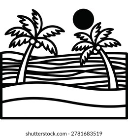 Two palm trees beach